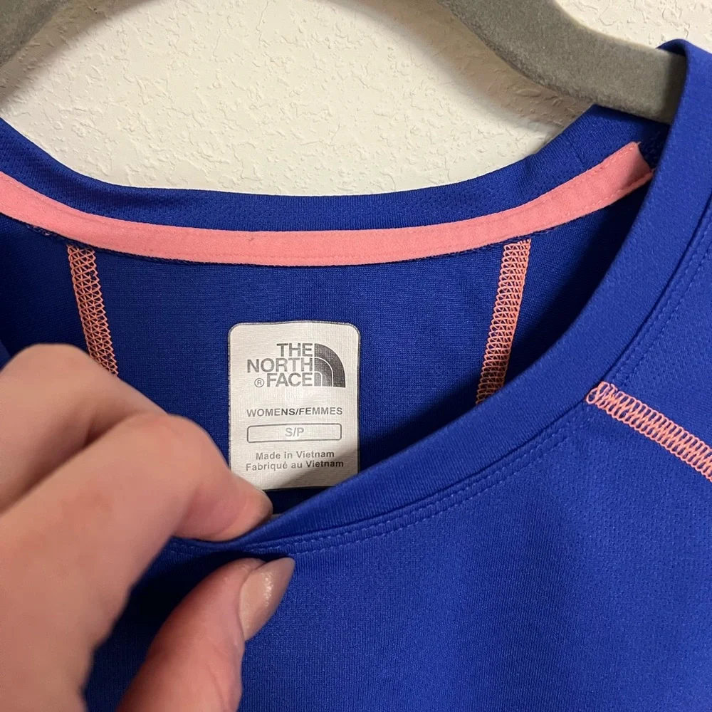 The North Face Royal Blue T-Shirt with Pink Stitching - Picture 4 of 9